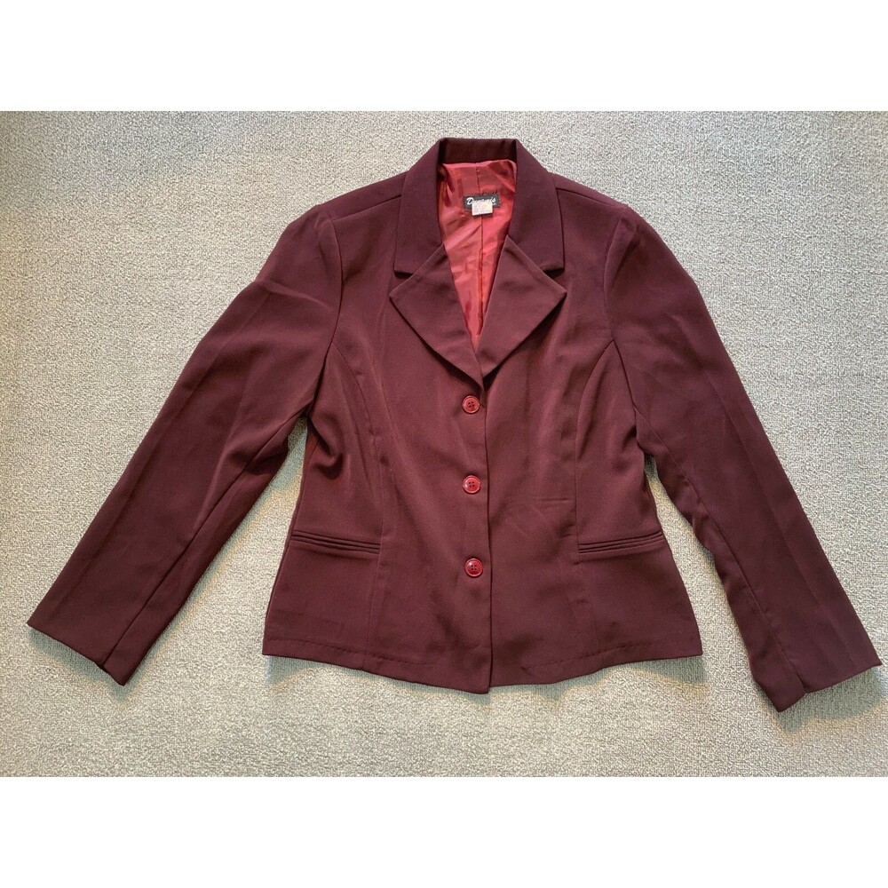 Dunamis Womens Blazer Jacket Maroon Vintage 3 button 36" Chest Medium